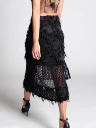 Jamie Fringe Straight Skirt - Black