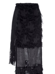 Jamie Fringe Straight Skirt - Black - Black