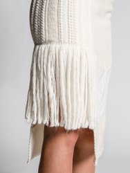 Jamie Fringe Straight Skirt - White