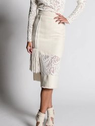 Jamie Fringe Straight Skirt - White - White