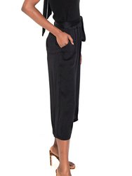 LAZZARO Cropped Black Palazzo Pant