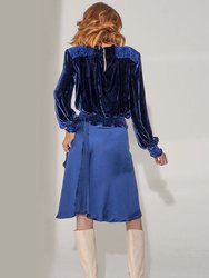 MARY JANE Cobalt Silk Velvet Top