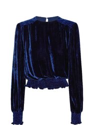 MARY JANE Cobalt Silk Velvet Top - Cobalt