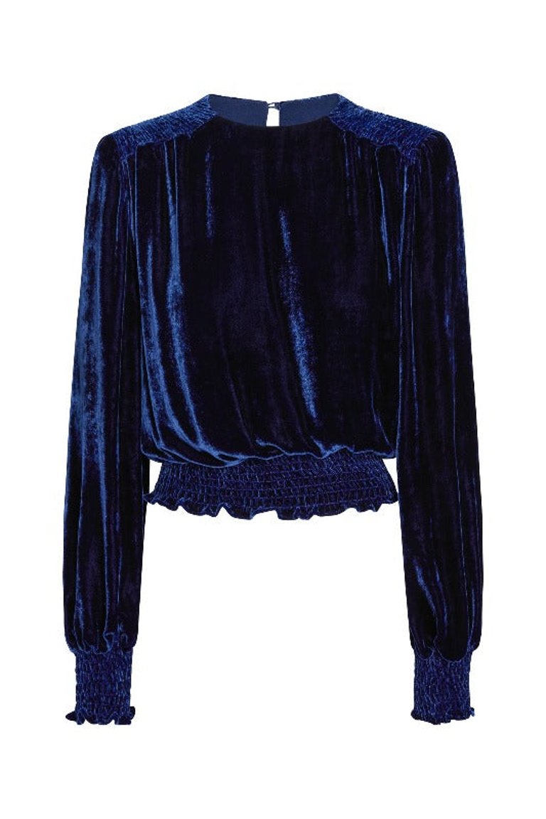 MARY JANE Cobalt Silk Velvet Top - Cobalt