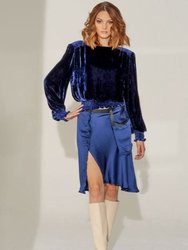 MARY JANE Cobalt Silk Velvet Top