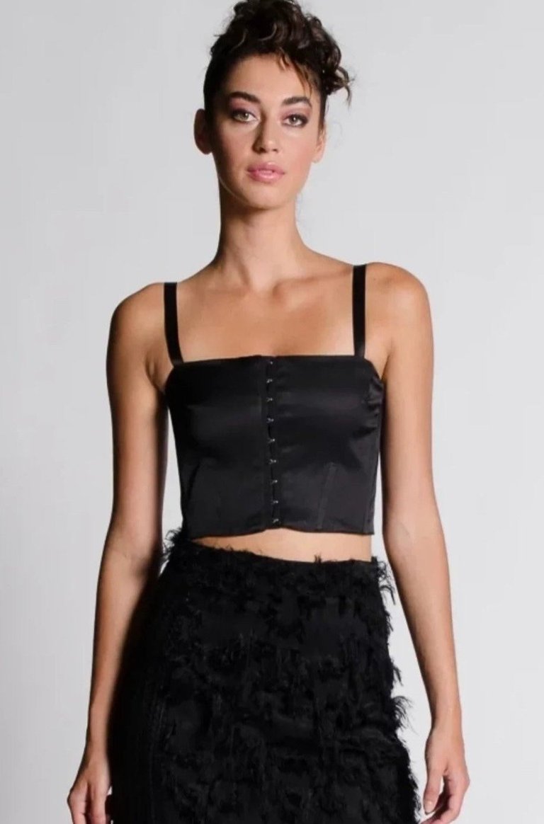 MISSANDEI Black Satin Bustier Top - Black