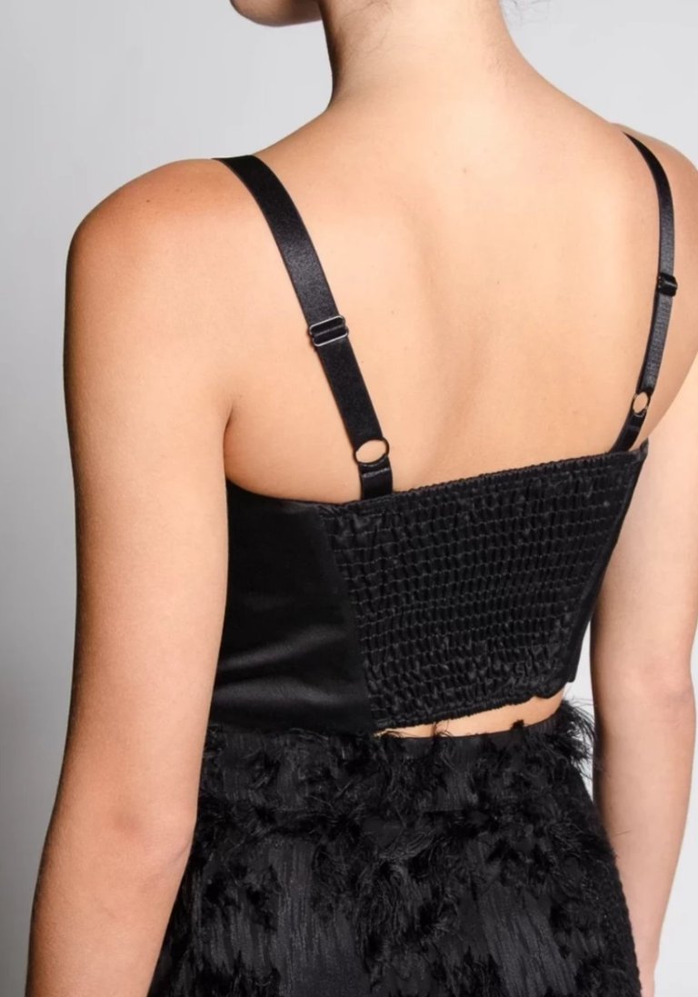 MISSANDEI Black Satin Bustier Top