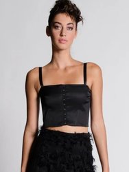 MISSANDEI Black Satin Bustier Top - Black