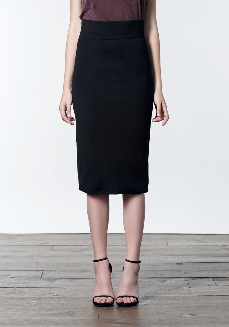 NATALIA  Black Pencil Skirt - Black