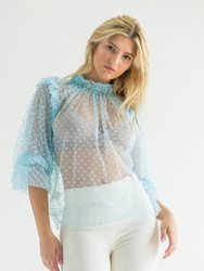 Parker Sheer Powder Polka Dot Blouse - Blue