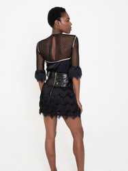 VALENTINA Noir Fringe Skirt In Multi-lengths