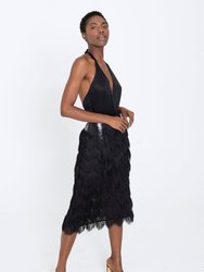 VALENTINA Noir Fringe Skirt In Multi-lengths