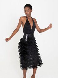 VALENTINA Noir Fringe Skirt In Multi-lengths