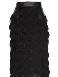 VALENTINA Noir Fringe Skirt In Multi-lengths - Noir