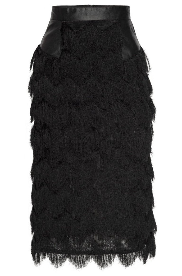 VALENTINA Noir Fringe Skirt In Multi-lengths - Noir