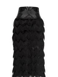 VALENTINA Noir Fringe Skirt In Multi-lengths