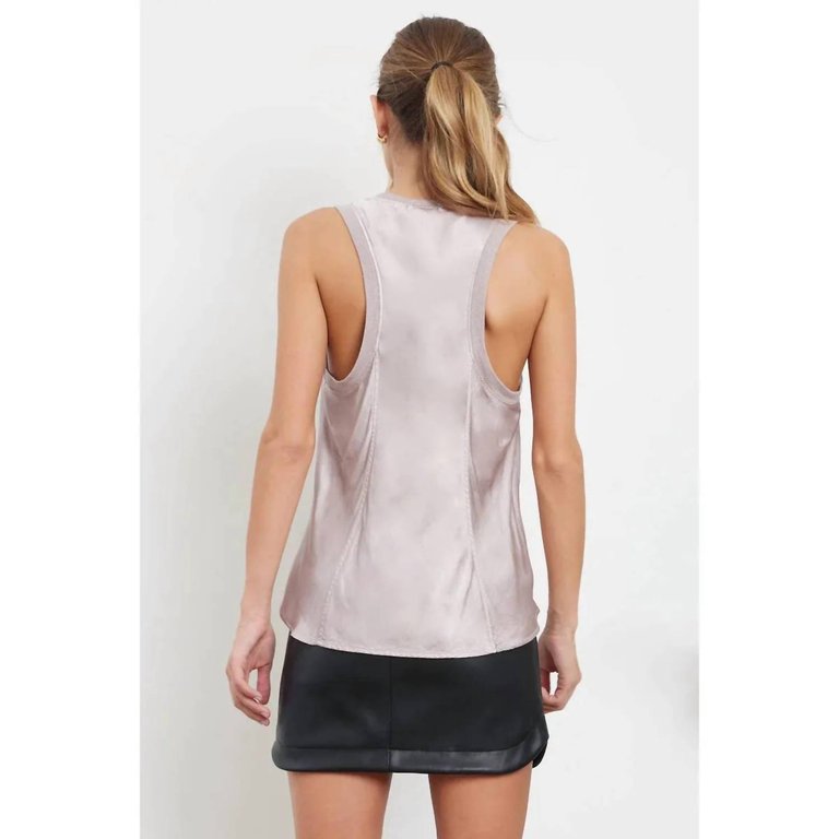 Bridget Silky Racer Tank Top In Iris