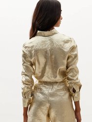 Frida Metallic Linen Shorts - Gold