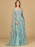 29138 - Lace Gown With Long Cape Sleeves - Dark Sage