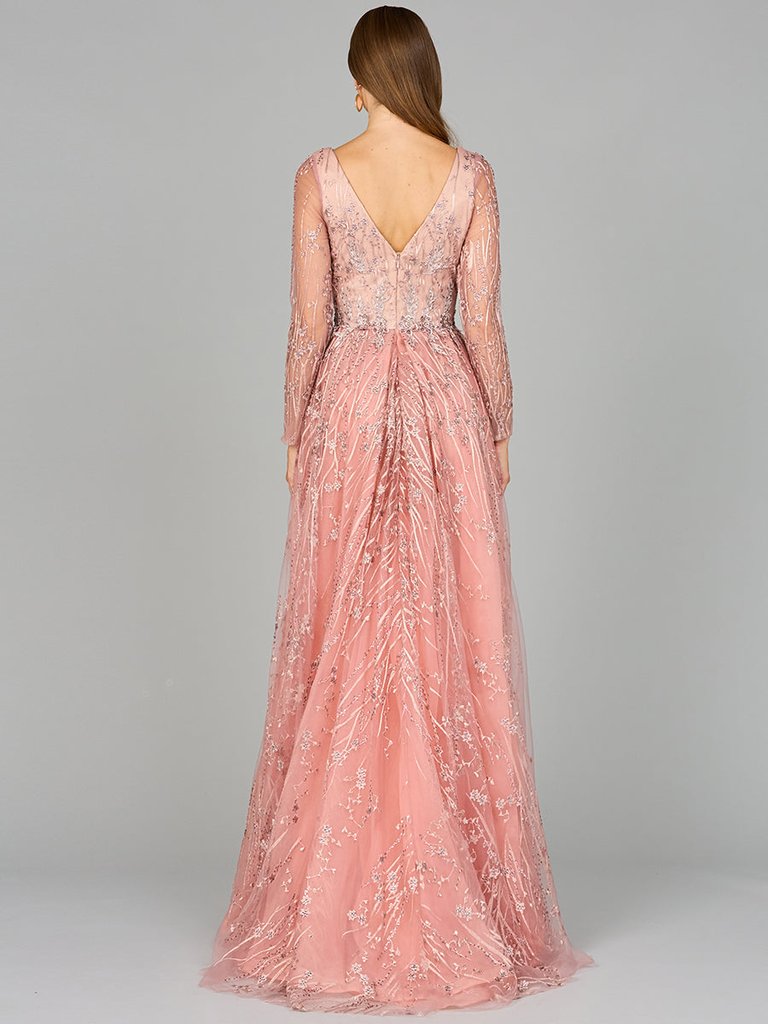 29139 - Elegant Overskirt Dress With Long Sleeves