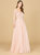 29157 - Long Sleeve Beaded Lace Gown - Powder Pink