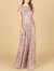 29181 - 3D Floral Embellished Cap Sleeve Gown