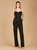 29204 - Beaded Spaghetti Strap Jumpsuit - Black