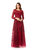 29633 - Gorgeous Overskirt Dress With Long Sleeves - DarkRed