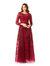 29633 - Gorgeous Overskirt Dress With Long Sleeves - DarkRed