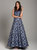 29867 - Floral Brocade Ball Gown - Navy Floral