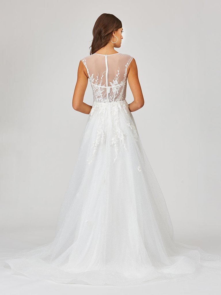 51044 - Sheer Bodice Lace Bridal Gown