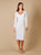 51076- Beaded Long Sleeve Midi Dress - White