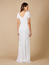 51078- Short Sleeve Beaded Bridal Gown