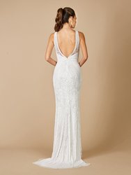 51086- Beaded Bridal Gown With Illusion Neckline