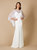51095- High-Lo Beaded Cape Dress - Ivory