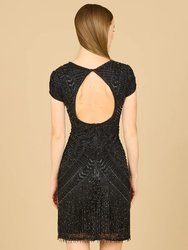 Brooklyn Beaded Fitted Short Dress With Open Back
