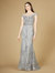 Cap Sleeve, Mermaid Lace Gown with High Neck - Grey