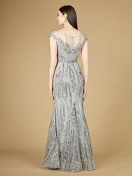 Cap Sleeve, Mermaid Lace Gown with High Neck