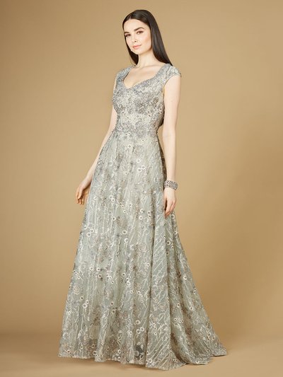 Lara Cap Sleeve V-Neck Lace A-line Gown product