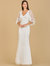 Cape Sleeve V-Neck Beaded Gown - Ivory - Ivory