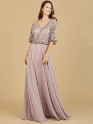 Chiffon A-line Long Gown - Dusty Purple