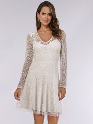 Eliza Beaded A-line Bell Sleeve Bridal Short Dress