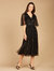 Flowing, Sequin Midi Dress with Short Sleeves - Black