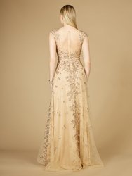 Inspired Lace Gown with Cap Sleeves