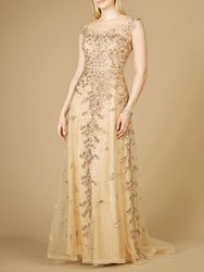 Inspired Lace Gown with Cap Sleeves
