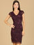 Lara 29179 - Cap Sleeve Embellished Dress - Eggplant