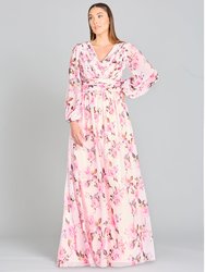 Lara 29248 - Long Sleeve Print Dress - Pink