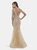Lara 29775 - Feathers, Rhinestones Embellished Long Mermaid Gown