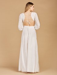 Lara 51119 - Long Sleeve Cut Out Wedding Dress