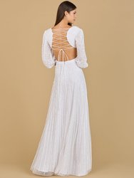 Lara 51119 - Long Sleeve Cut Out Wedding Dress